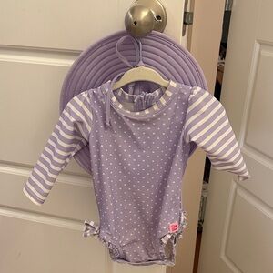 Ruffle Butts Swimsuit and Lavender Sun Hat